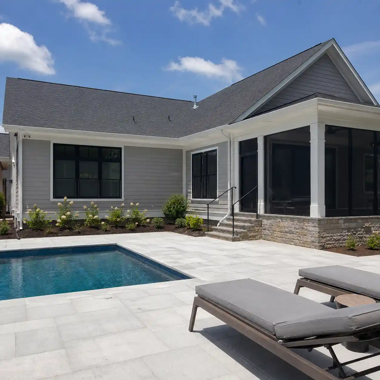 Pool deck design details coping and drainage Virginia